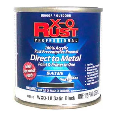 General Paint Rust Preventative Paint/Primer, Satin, Water Base, Satin Black, 1/2 pt 176818